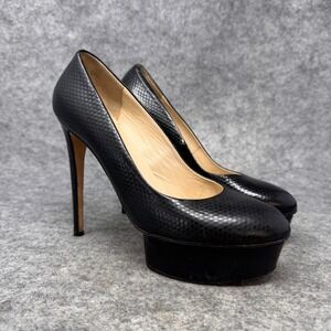 Carlo Pazolini Stacked Platform Leather‎ Pumps 8.5 M Eur 39 Black Textured Club